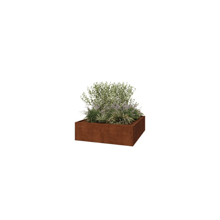 Cortenstaal plantenbak - Vierkant - 200 x 200 x 60 cm - Gelast - Zonder bodempla