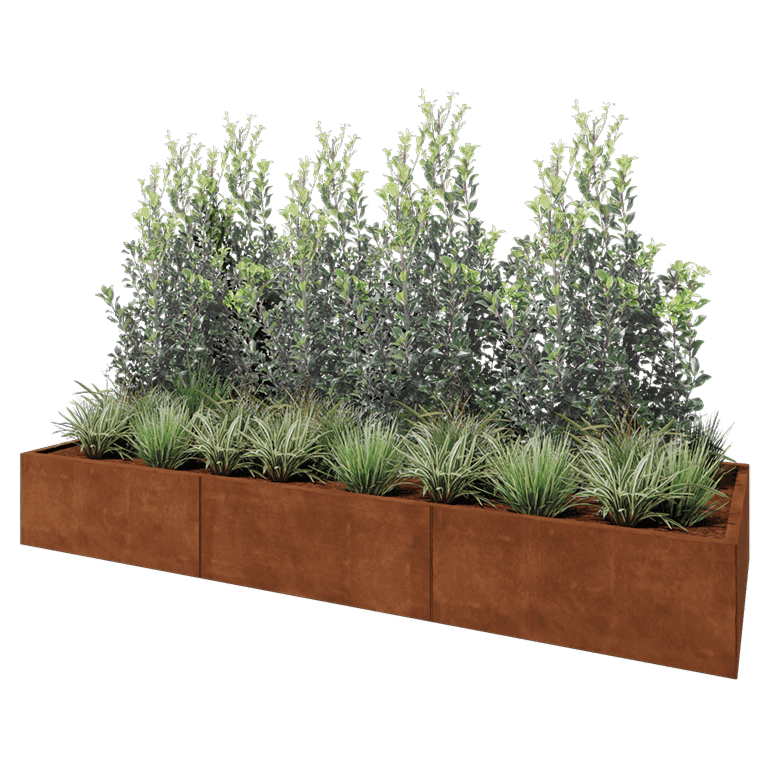 Cortenstaal plantenbak XXL - Rechthoek - 300 x 100 x 40 cm - Met bodemplaat