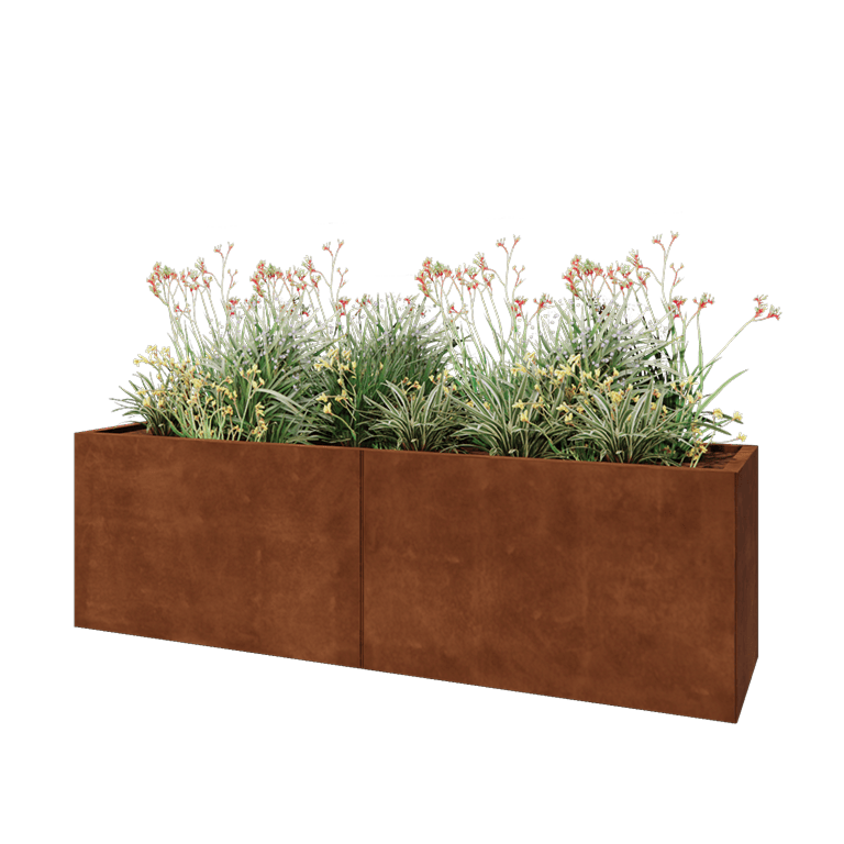 Cortenstaal plantenbak XXL - Rechthoek - 200 x 50 x 60 cm - Zonder bodemplaat