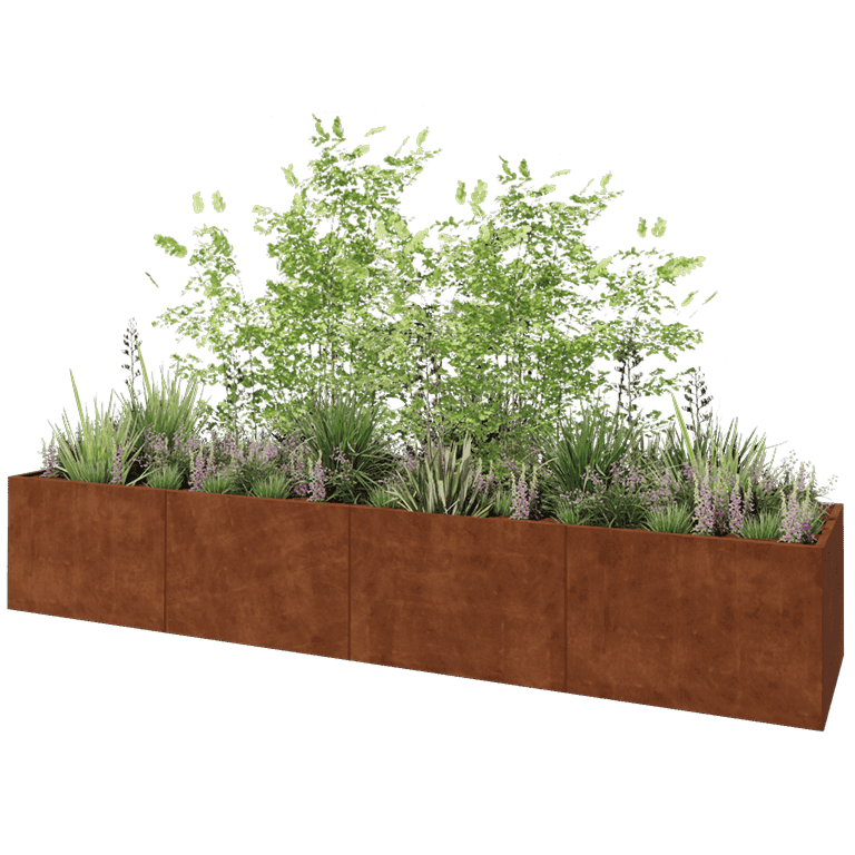 Cortenstaal plantenbak XXL - Rechthoek - 480 x 100 x 80 cm - Zonder bodemplaat