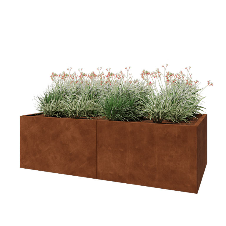 Cortenstaal plantenbak XXL - Rechthoek - 200 x 100 x 60 cm - Zonder bodemplaat