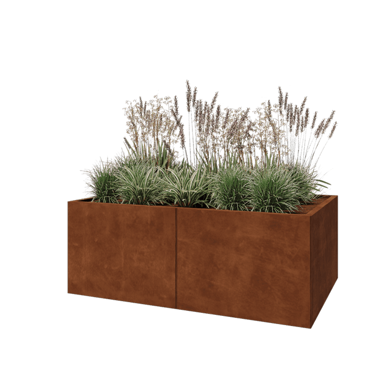 Cortenstaal plantenbak XXL - Rechthoek - 160 x 100 x 60 cm - Met bodemplaat