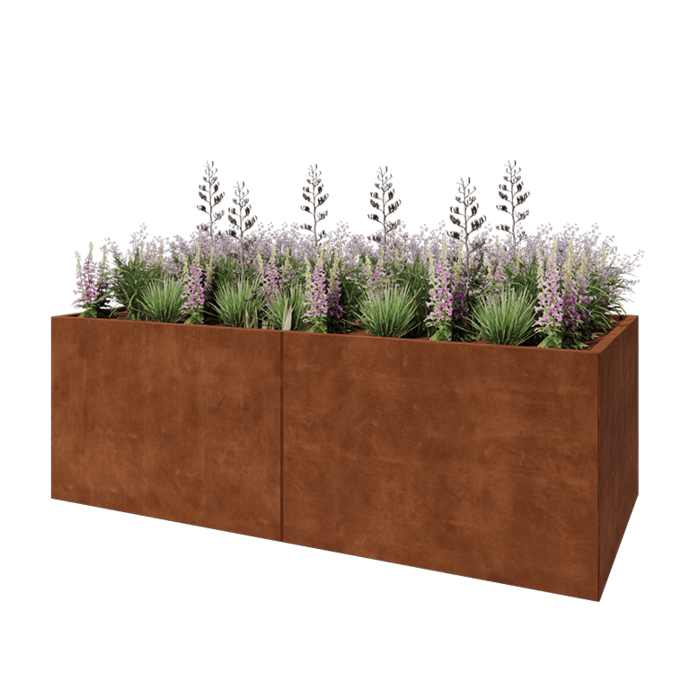 Cortenstaal plantenbak XXL - Rechthoek - 240 x 100 x 80 cm - Zonder bodemplaat