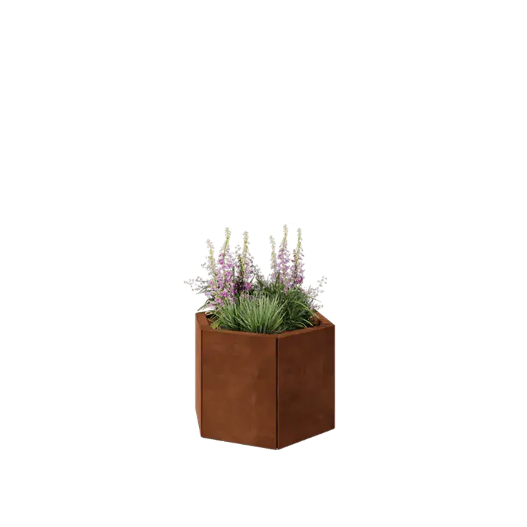 Cortenstaal plantenbak - Zeshoek - 59,3 x 52 x 40 cm - Zonder bodemplaat