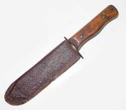 WWII RAF survival fighting knife with cut down sheath.