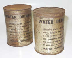RAF emergency drinking water - full can (dropped by Spitfires and in Lindolme boats)