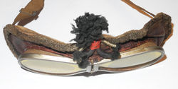 Royal Flying Corps aviator's goggle mask with embroidered "Golliwog" mascot attached