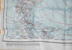 AAF cloth chart (map) two-sided, C-52 and C-53 Japan and China Sea