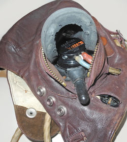 Royal Navy Fleet Air Arm Type C flying helmet with Type 2186 cord for US ANB-H-1 receivers