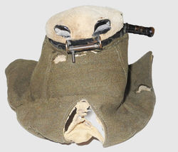 RARE RAF Type D oxygen mask fitted with blank, chamois covered end-cap