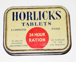 RAF emergency 24 hour ration Horlicks Malted Milk tablets, complete tin and all contents.
