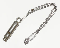 RAF issue tube whistle carried on Mae West for distress signalling