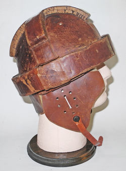 Extremely rare 1910-1912 Gamages style aviation safety helmet.
