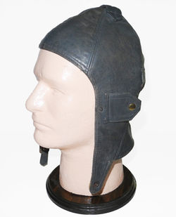 WWI Imperial German Air Service flying helmet in grey leather