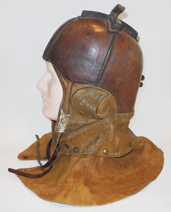 WWI US Air Service Spalding aviation helmet, complete with attached cape.