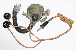 RAF Type G oxygen mask, complete with Type 28 microphone assembly (external wiring), receivers, plug