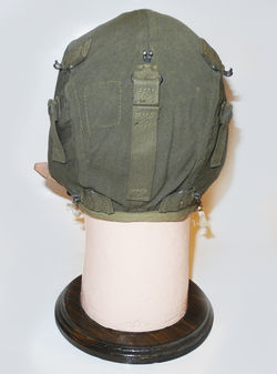 AAF Type A-9 flying helmet with press studs/snaps for A-10A, A-14 oxygen mask.
