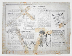 3 US Army instruction leaflets on use of pack board and field packs dated 1944.