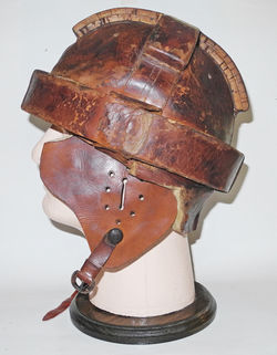 Extremely rare 1910-1912 Gamages style aviation safety helmet.