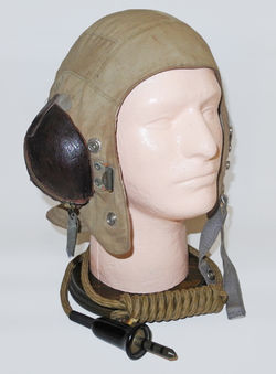 Royal Navy Fleet Air Arm Type D internally wired flying helmet complete with receivers, wiring and p