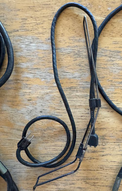 Box of USAF Korean War /Cold War flying helmet electronics.