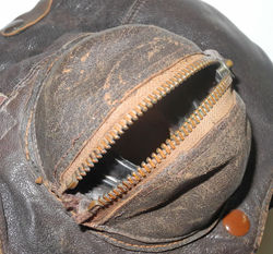 RAF Type B helmet modidfed to wear with AAF A-8B oxygen mask