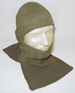 WWI US Air Service knitted cowl/balaclava for wear under flying helmet, issued by the American Red C