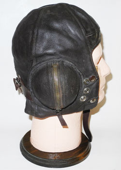 RAF Type B helmet, probably an early Sterling, modified for use with E* or G mask