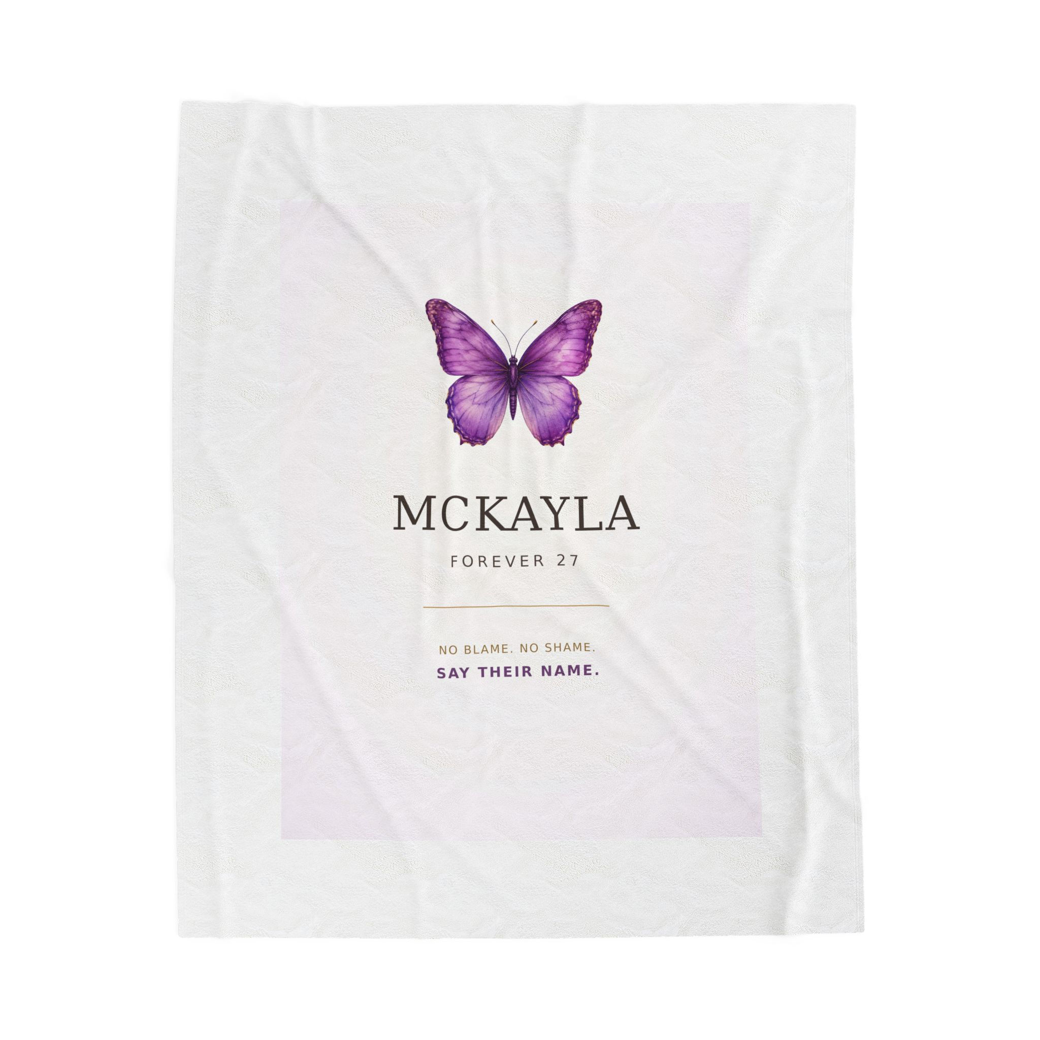 Personalized Memorial Blanket — Their Name, Forever Age & Purple Butterfly