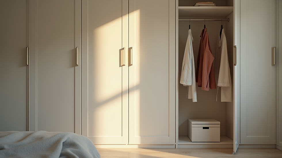 Close-up view of modern uPVC wardrobe interior