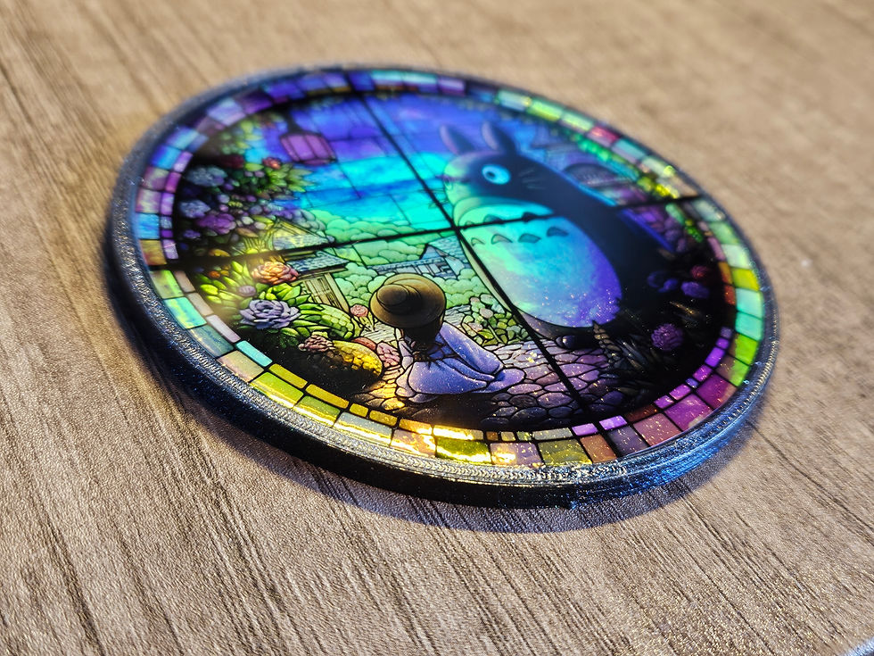 Thumbnail: Glow on the dark holographic Forest spirit wooden engraved coaster single or set