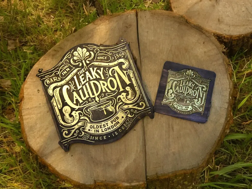 Thumbnail: The Leaky Cauldron Sign - Rustic Wooden Plaque (20cm x 20cm)