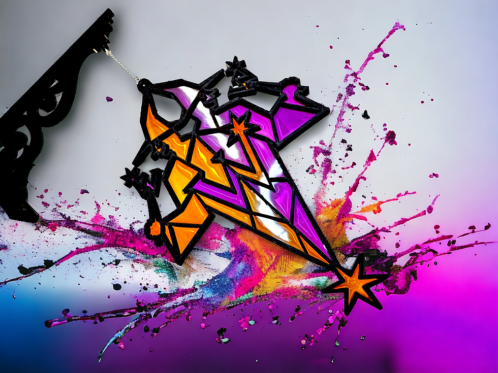 Thumbnail: Stained glass Weasley Wizard Wheezes faux stained glass