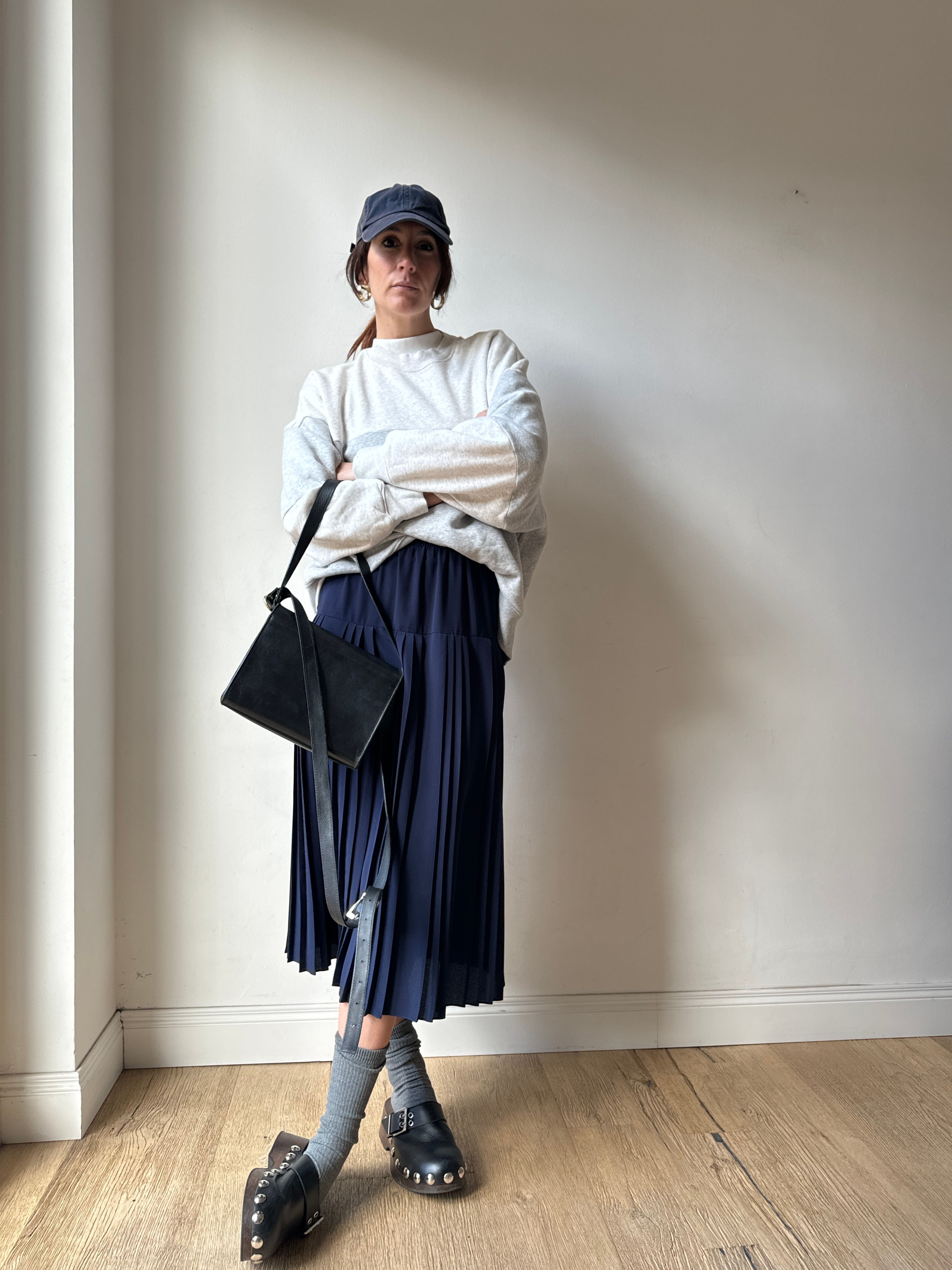 NAVY BLUE PLISSE' SKIRT