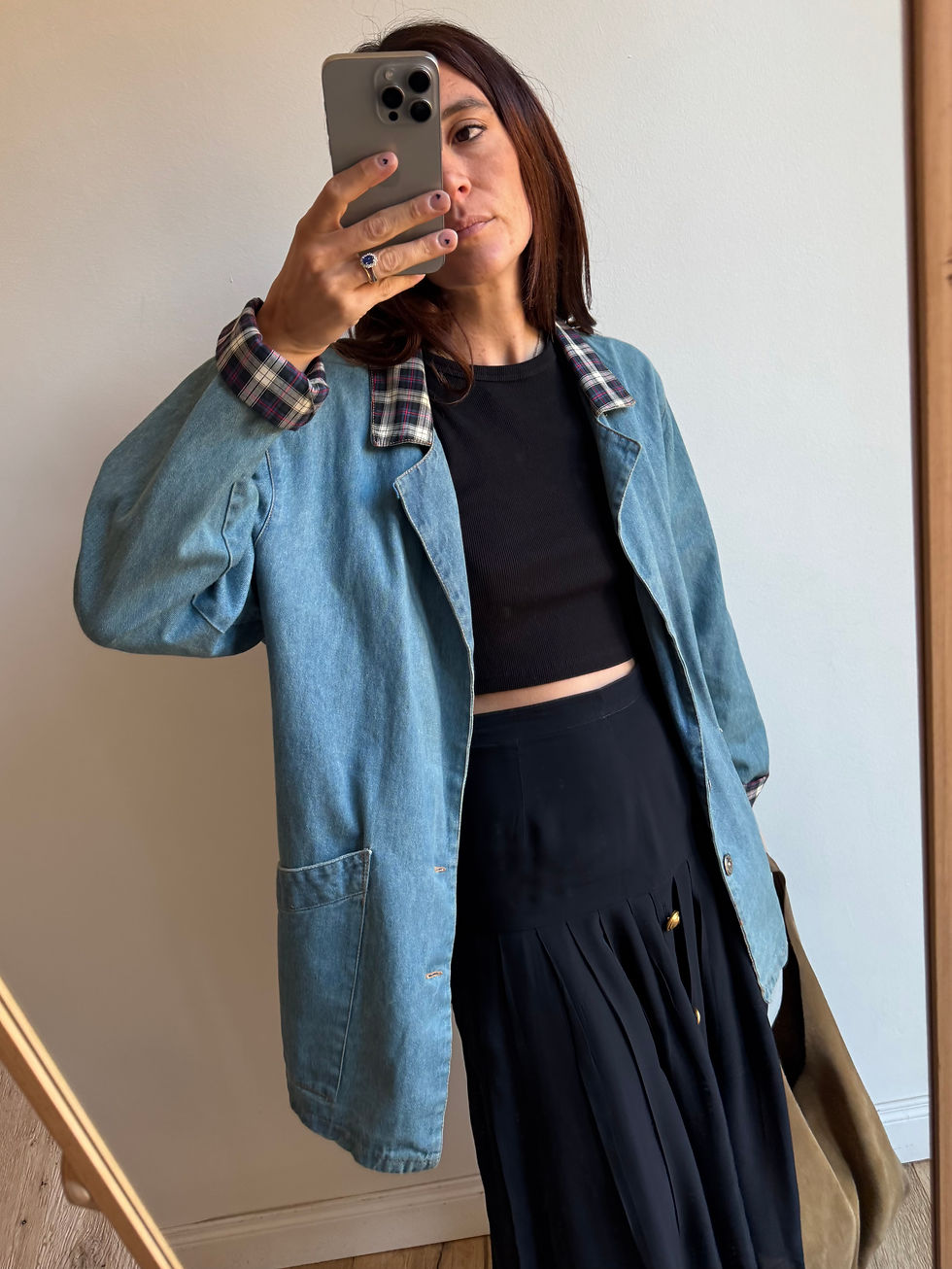 GIACCA IN DENIM COLLETTO QUADRETTI