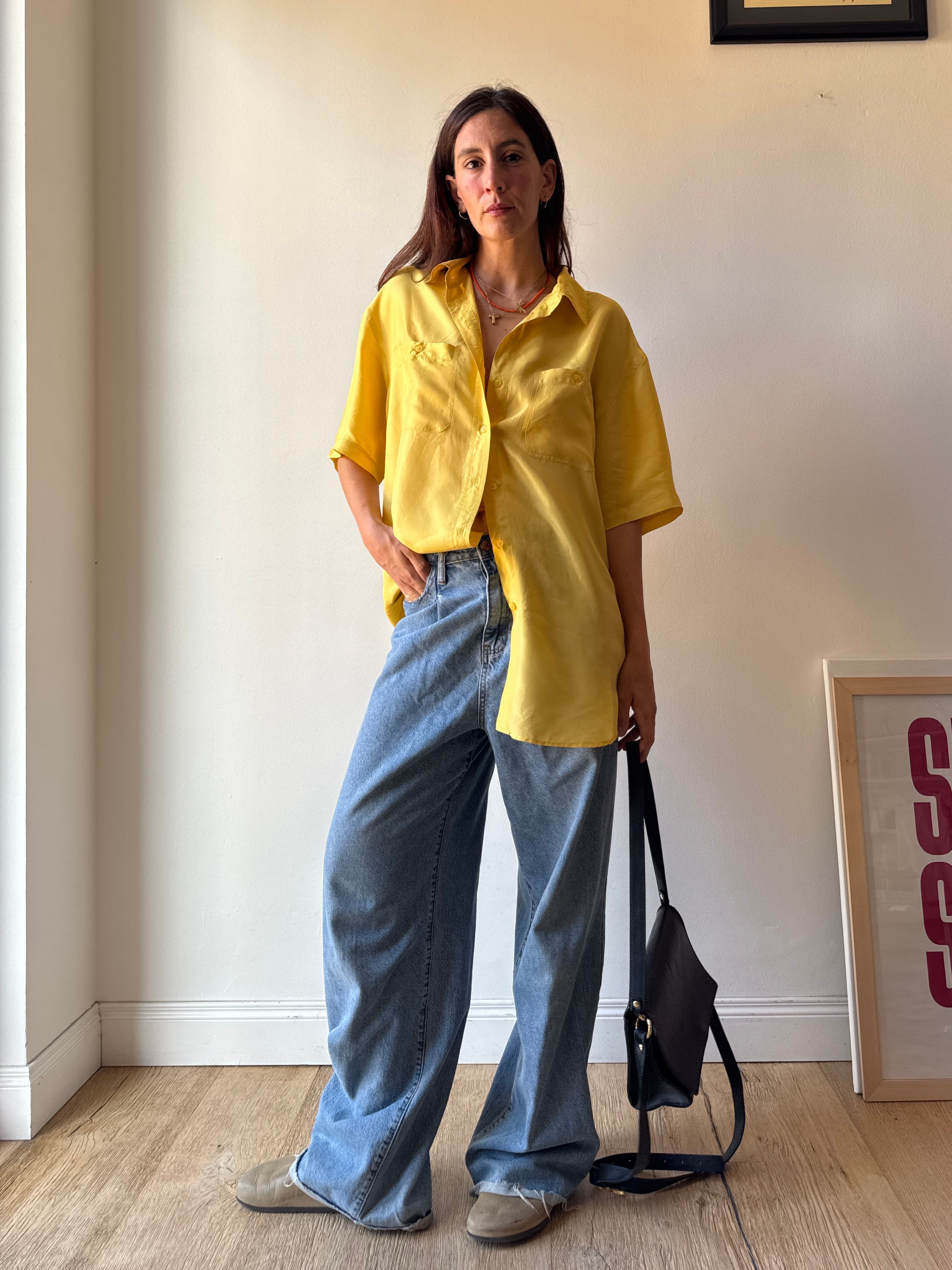 CAMICIA IN SETA GIALLA