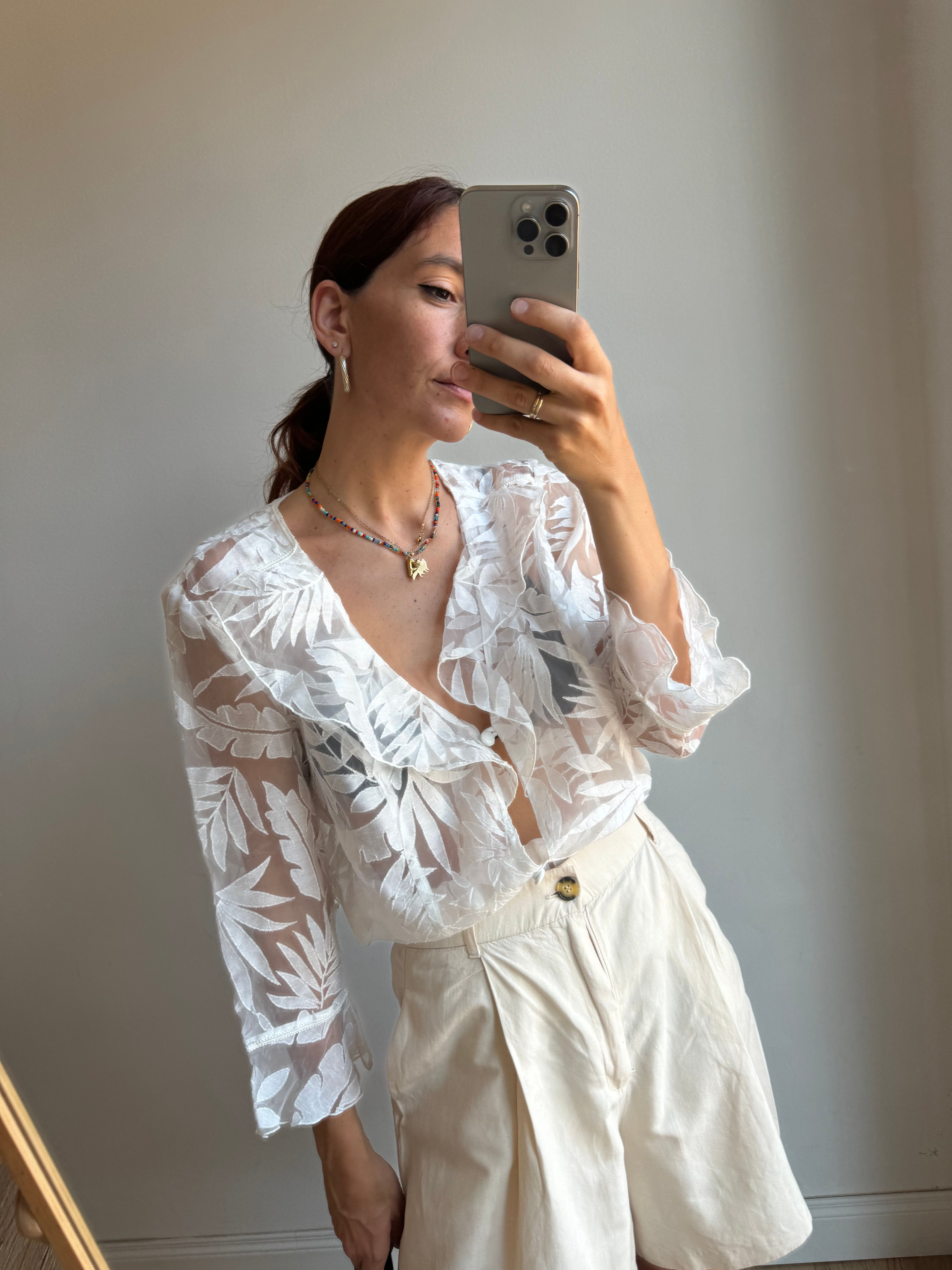 CAMICIA BROCCATA TRASPARENTE