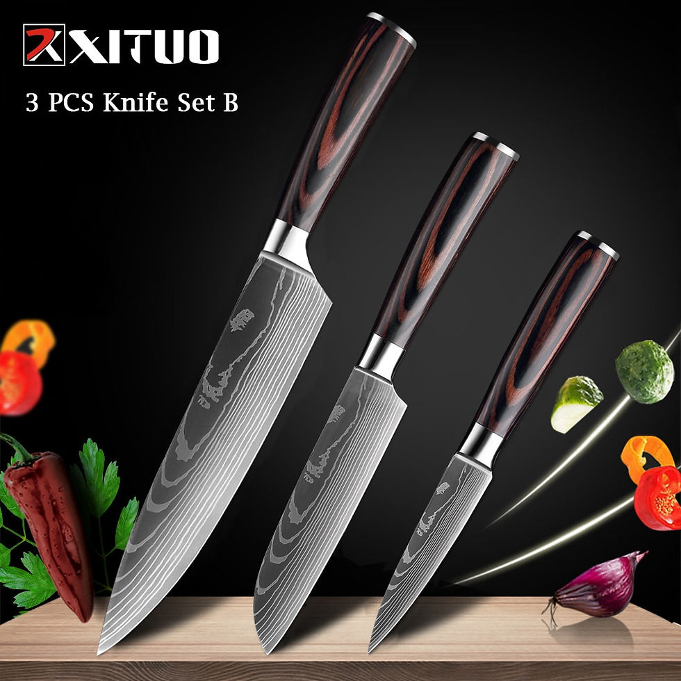 Thumbnail: XITUO Chef knife 1-10 Pcs Set Laser Damascus Pattern Japanese Santoku 