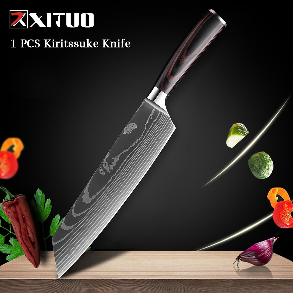 Thumbnail: XITUO Chef knife 1-10 Pcs Set Laser Damascus Pattern Japanese Santoku 