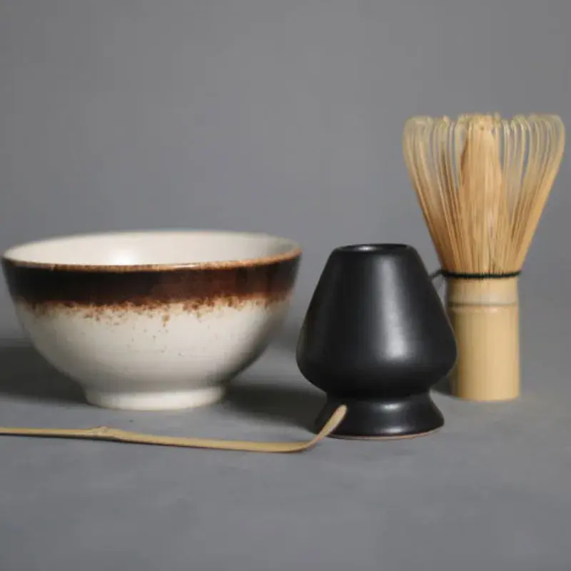 Thumbnail: 3/4pcs Handmade Home Easy Clean Matcha Tea Set Tool Stand Kit Bowl Whisk Scoop 