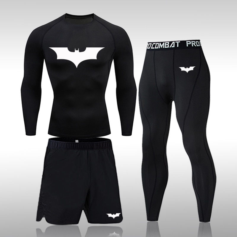 Thumbnail: Mens Running Sports Suit Rashgard Quick Drying Sportswear Compression Clothing 