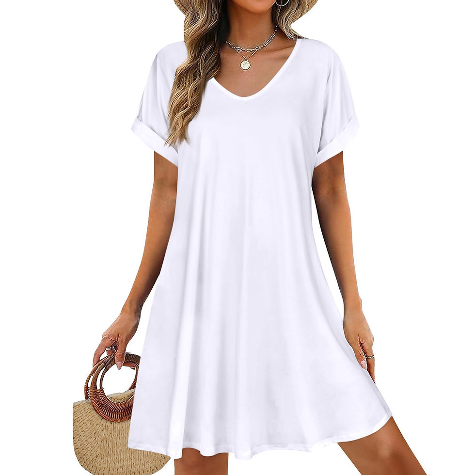 Thumbnail: Women Summer Dresses Sex Bikini  Short Sleeve Casual Beach Dress Swing Sundress