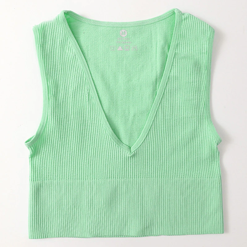 Thumbnail: Women Top Sexy Crop Female Seamless Tank Summer Cami Sexy Deep V Sports Camisole