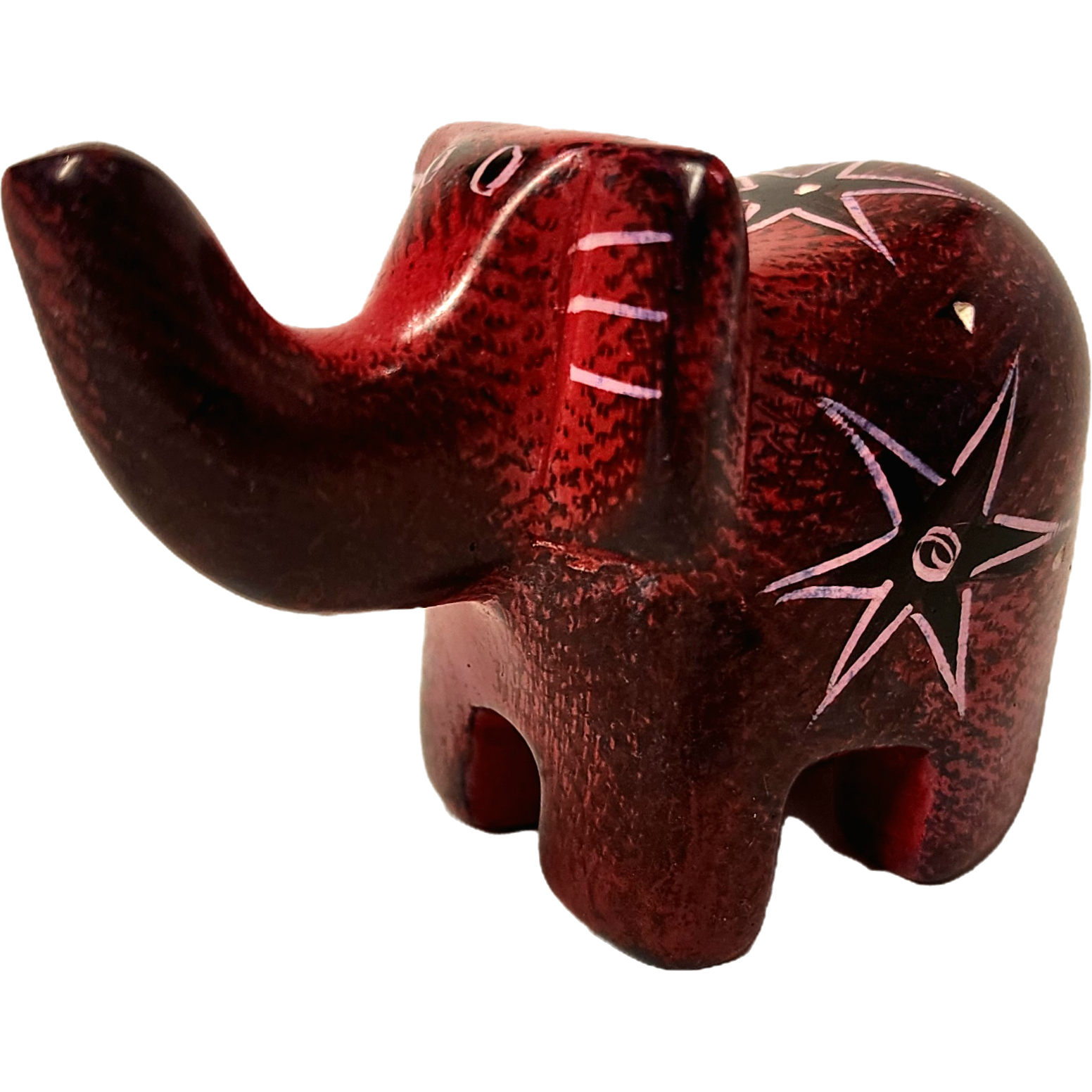 ME102 Genuine East African Stone Hand Carving, Medium, Decorated Elephant