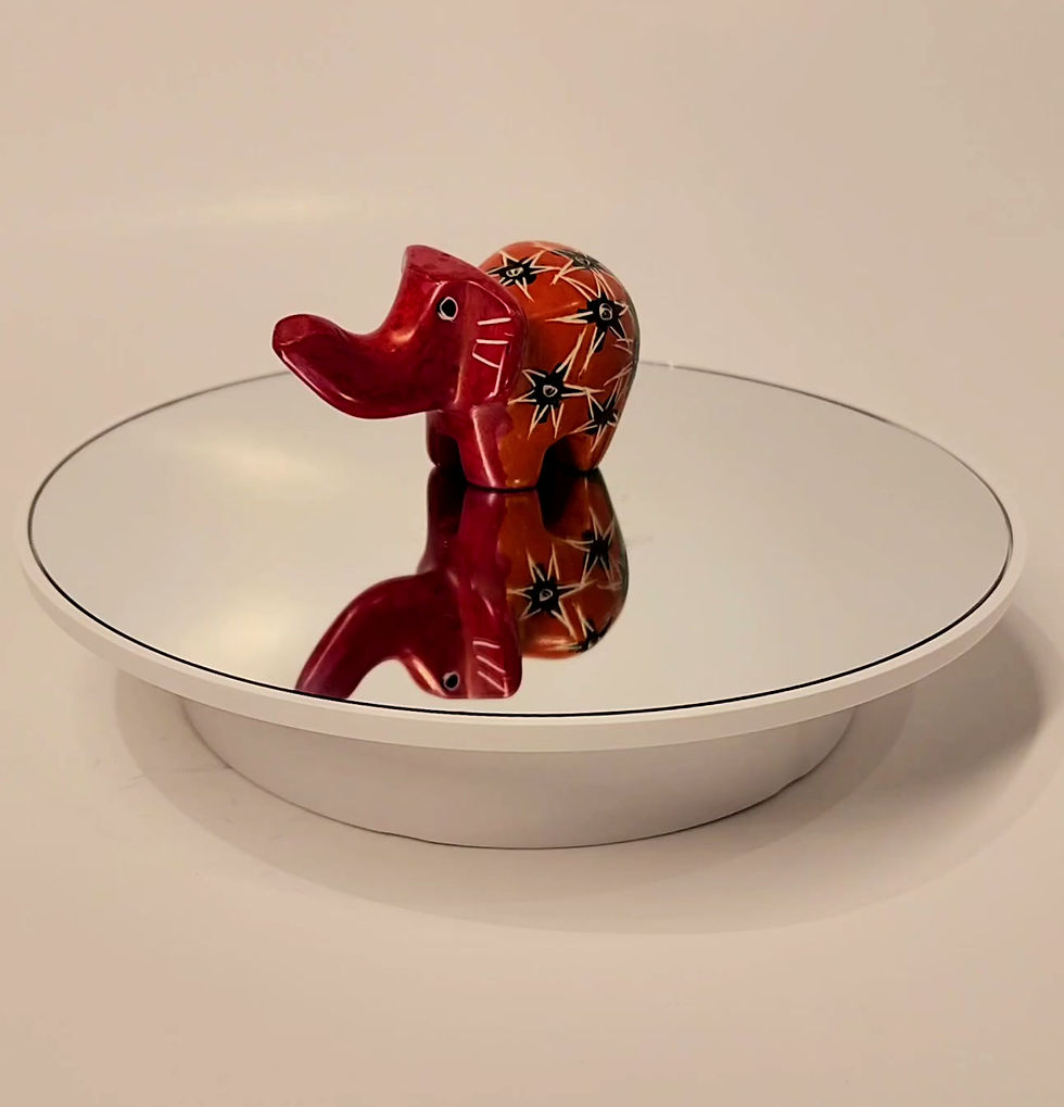 Thumbnail: SE104 Genuine East African Stone Hand Carving, Petite, Decorated Elephant