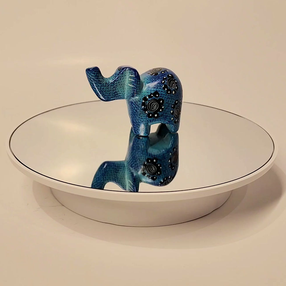 Thumbnail: SE102 Genuine East African Stone Hand Carving, Petite, Decorated Elephant