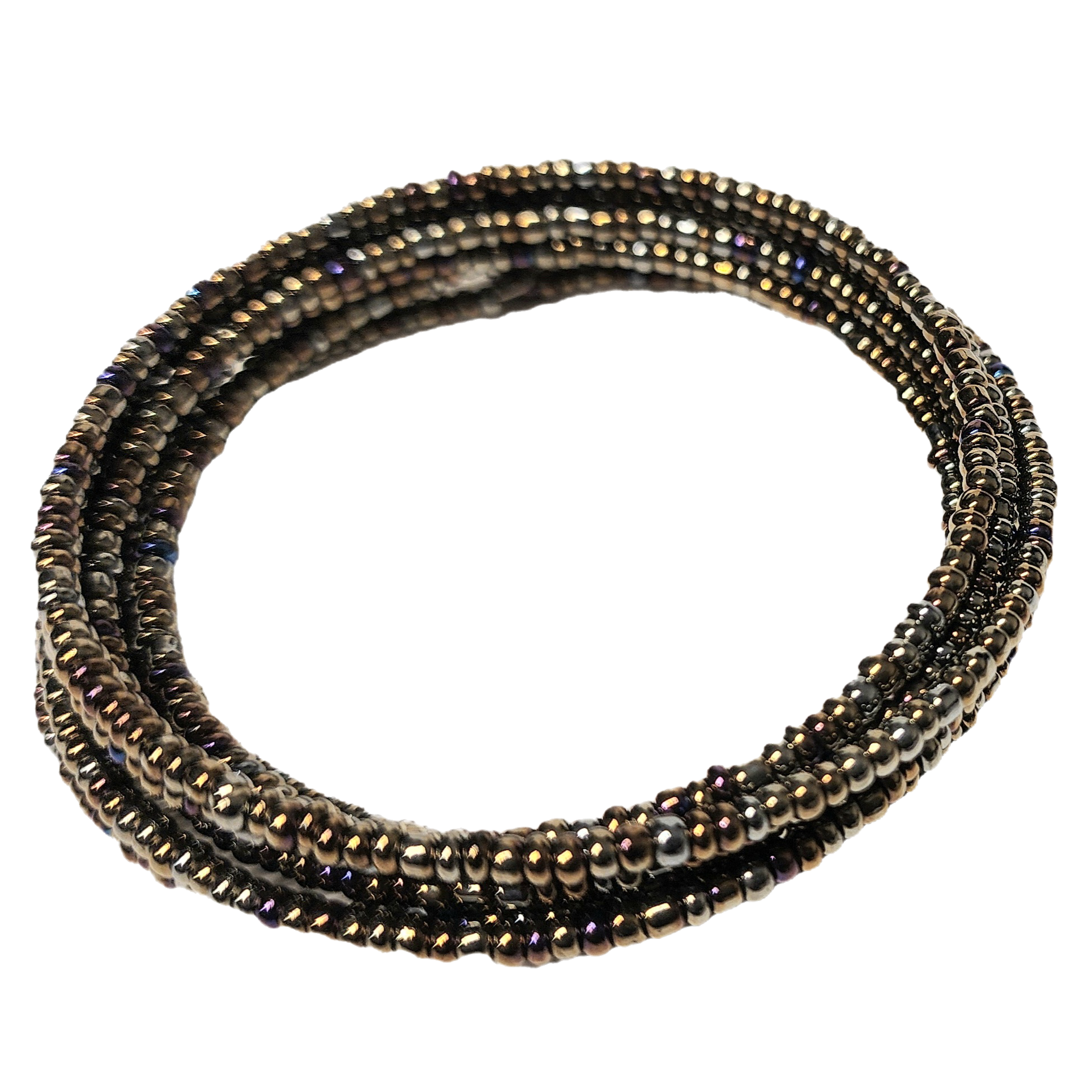 WR PU ; Maasai Beaded Wrap/coil bracelet in shiny Purple