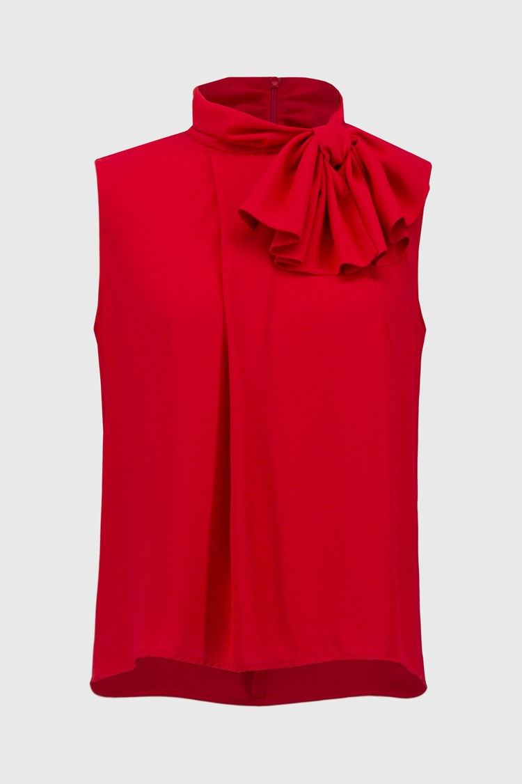 Thumbnail: Joseph Ribkoff Georgette Sleeveless Top With Bow Collar 251115