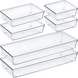 6 Pack Clear Plastic Drawer Organizer Set, Acrylic Non Slip Non Cracking Kitchen Drawer Storage Tray Large Size Divider, Multifunctional Storage for Cosmetics, Bathroom, Tools, Kitchen and Office
6 Pack Clear Plastic Drawer Organizer Set, Acrylic Non Slip Non Cracking Kitchen Drawer Storage Tray Large Size Divider, Multifunctional Storage for Cosmetics, Bathroom, Tools, Kitchen and Office