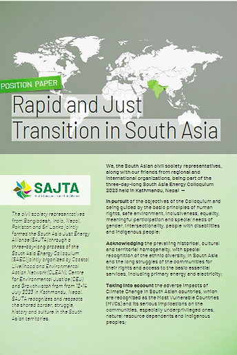Rapid and Just Transition in South Asia